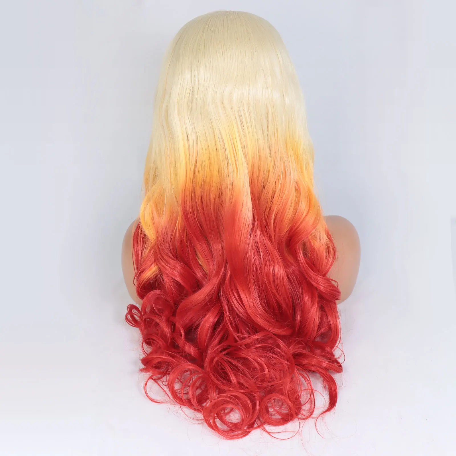 613 Blonde Ombre Orange Red Synthetic Lace Front Wigs For