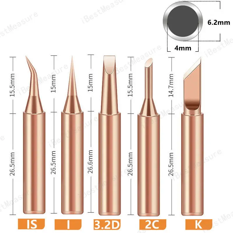 1/5pcs 900M-T Pure Copper Soldering Iron Tip Lead-free Solder Tips Welding Head BGA Soldering Tools Branding Iron best soldering iron