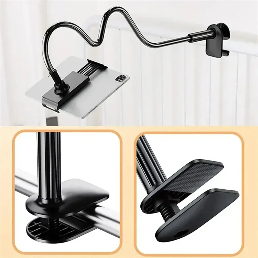 Lazy Bedside Phone Tablet Holder Flexible Gooseneck 75cm Clip Stand For iPad Samsung Xiaomi 4-11" Bed Desktop Bracket Mount