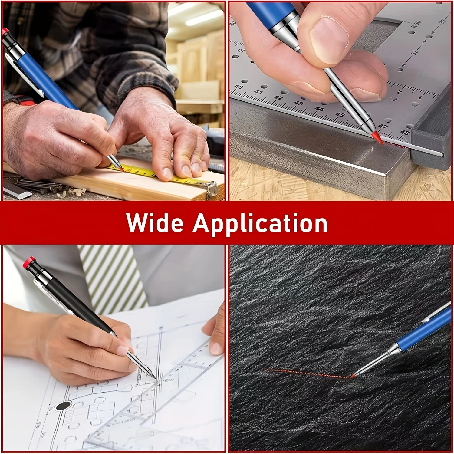 Metal Woodworking Mechanical Pencil With 2.8mm 10pcs/box Lead and Eraser, Deep Hole Marker Carpenter Architect Drawing Pencils 3