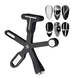 Versatile Magnetic Nail Art Tool for Cat Eye Gel Polish with Glitter Effect (Black 6 - IN - 1)