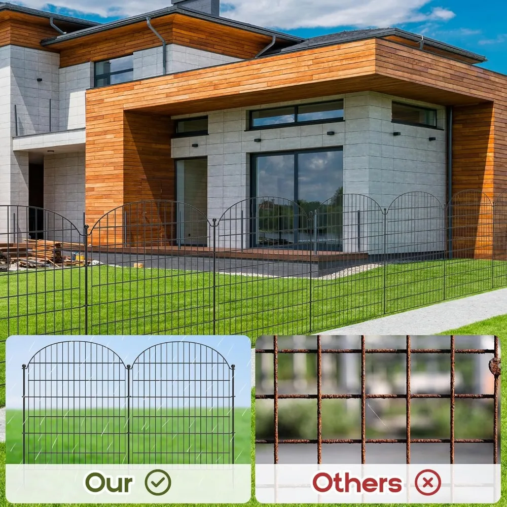 Decorative Garden Metal Fence 10 Pack, 40 in (H) x 23.6 ft (L) No Dig Dog Animal Barrier for Yard, Animal Ground Stakes Fencing