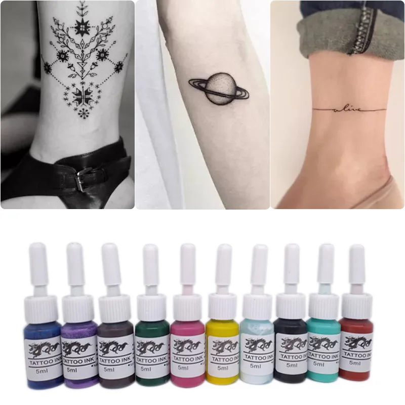 5ml Tattoo Ink Set Pigment Kits Beauty Makeup Paints Bottles Tools Body Art Accessory