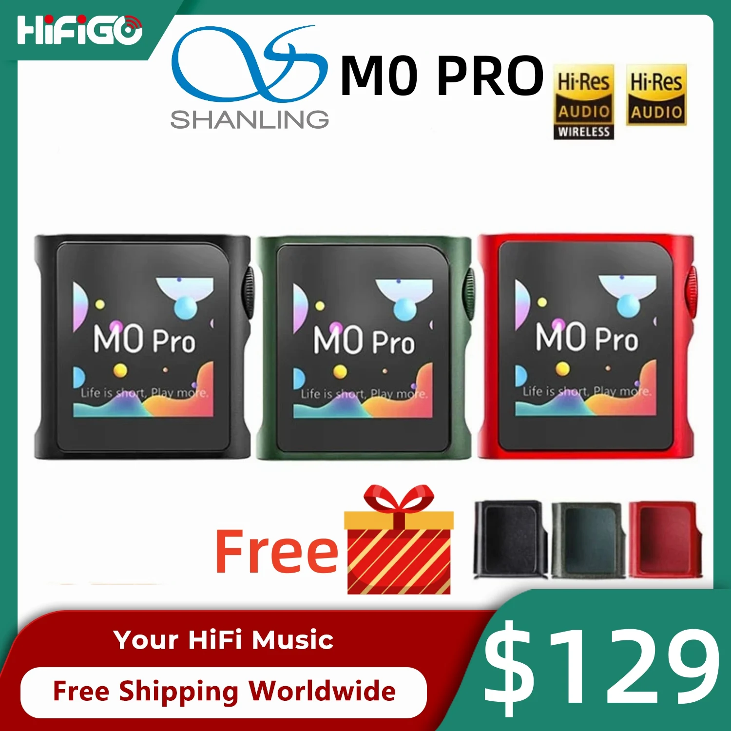 SHANLING M0 Pro Leitor de Música Portátil MP3 USB DAC AMP Hi-Res Áudio Dual ES9219C Chips Bluetooth 5.0 LDAC/aptX PCM384 DSD128