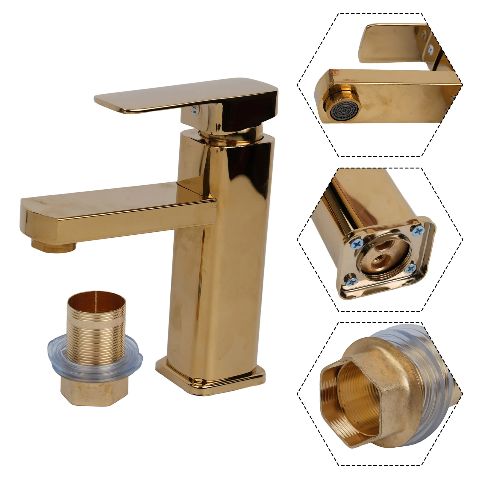 

Gold Bathroom Sink Tap Single Hole Mount Stainless Steel Bathtub Faucets Waterfall Tap Accessories Useful New Hot