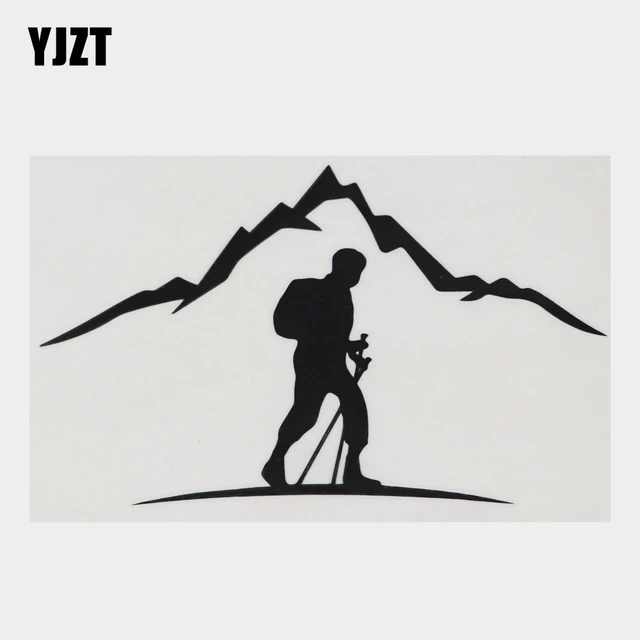 YJZT 16.3CM×9.8CM Car Sticker Silhouette Wanderer Berge Decal Vinyl  Black/Silver 8A-1421 - AliExpress