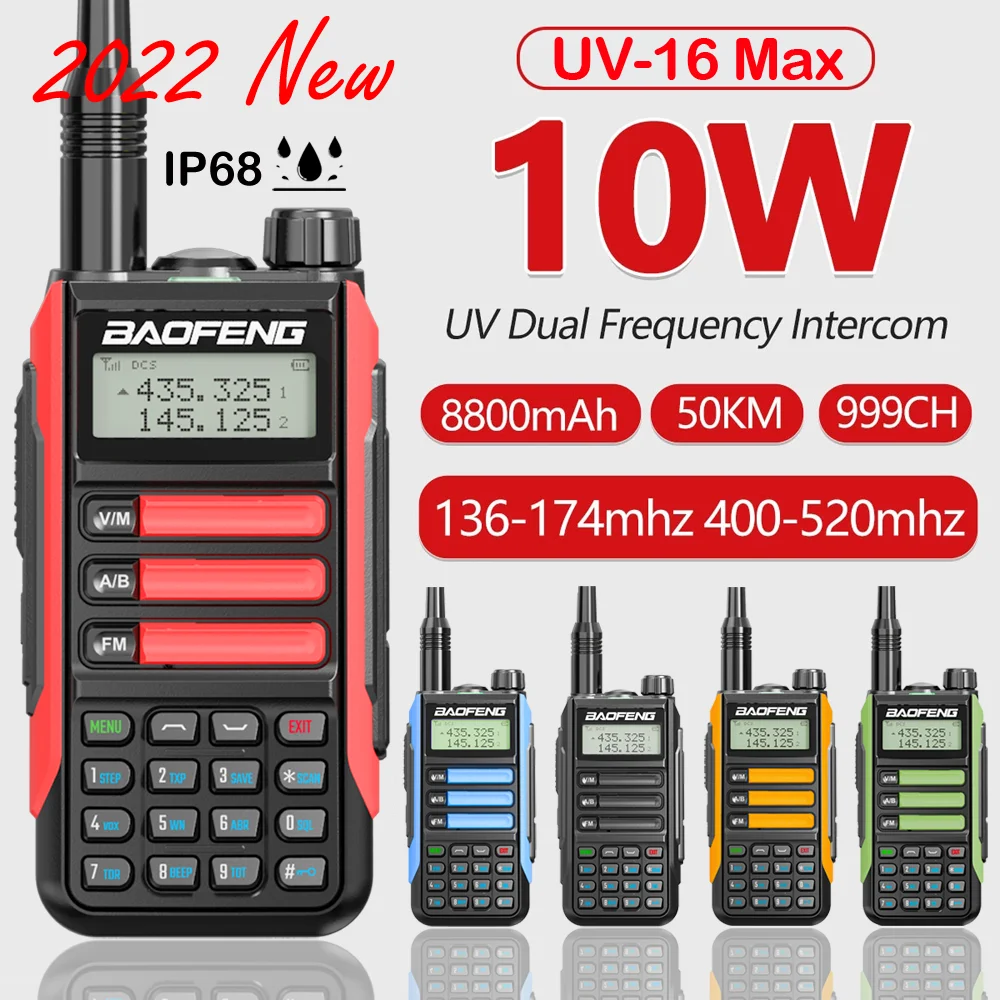 New Baofeng UV-16 Max Professional Walkie Talkie High Power Dual Band 2 Way CB Ham Waterproof Radio USB Charger Upgrade UV82 PRO |