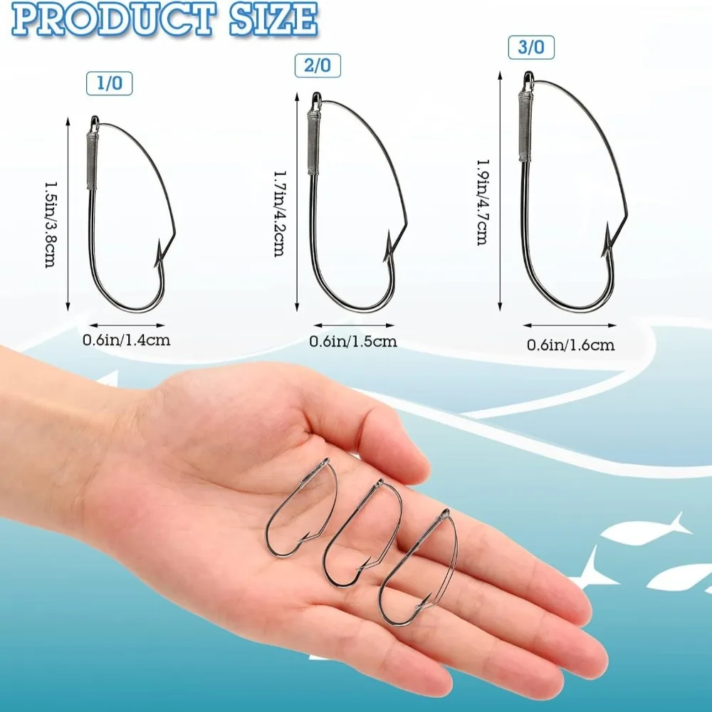 20pcs New Weedless Barbed Wacky Rig Hook High Carbon Steel Fishhooks Fishing Hook with Box Single Hook Fly Hook