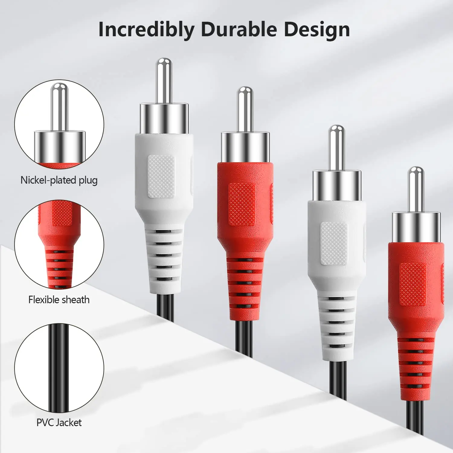 Enhanced Dual RCA Audio Cable - Red & White AV Line for Versatile Audio Connections