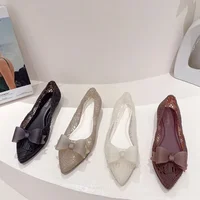 Elegant Summer Women's Sandals 2023 New Style Skirt Head Jelly Shoes Soft Bottom Hollow out Pointed Toe Flat Bottom Single Shoes