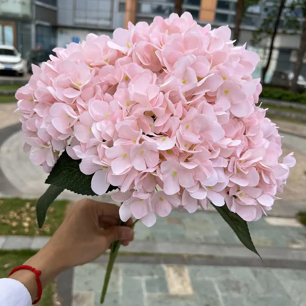 Large Artificial Flower Hydrangea White Pink Silk Bunch DIY Wedding