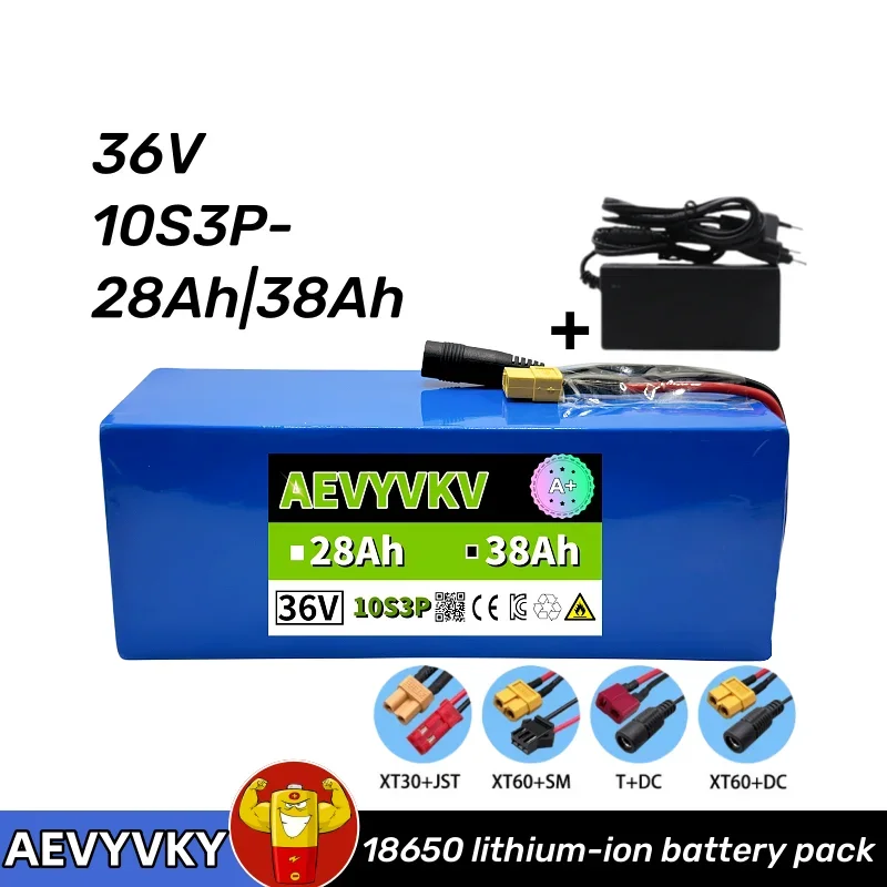 

10S3P 36V 38Ah|48Ah 500W high power capacity 42V 18650 lithium battery pack 38000mAh electric bicycle bicycle scooter BMS