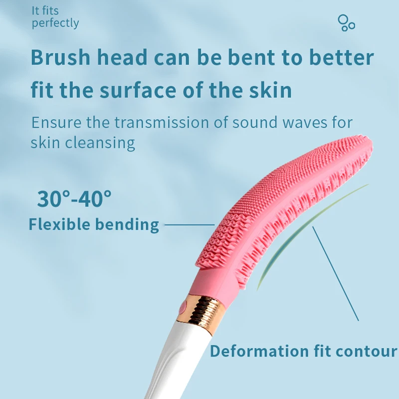 Electric Bath Brush Sonic Silicone Body Scrubber Long Back Brush Bathroom Cleaning Spa