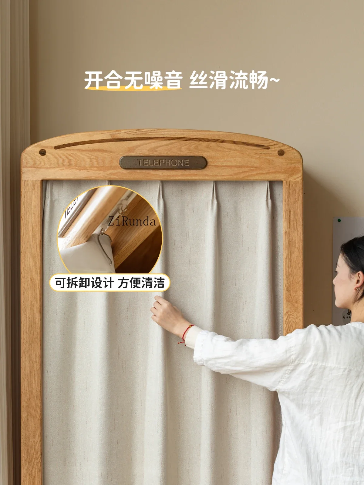 Children's solid wood wardrobe Small apartment cloth curtain cabinet Household bedroom storage locker