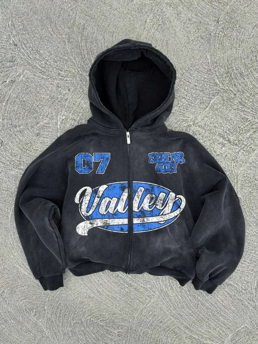 New Trend Hoodie Y2K Personalized Printed Sweatshirt Men's Harajuku Jacket Gothic Zipper Casual Sportswear Loose Fashion Hoodie