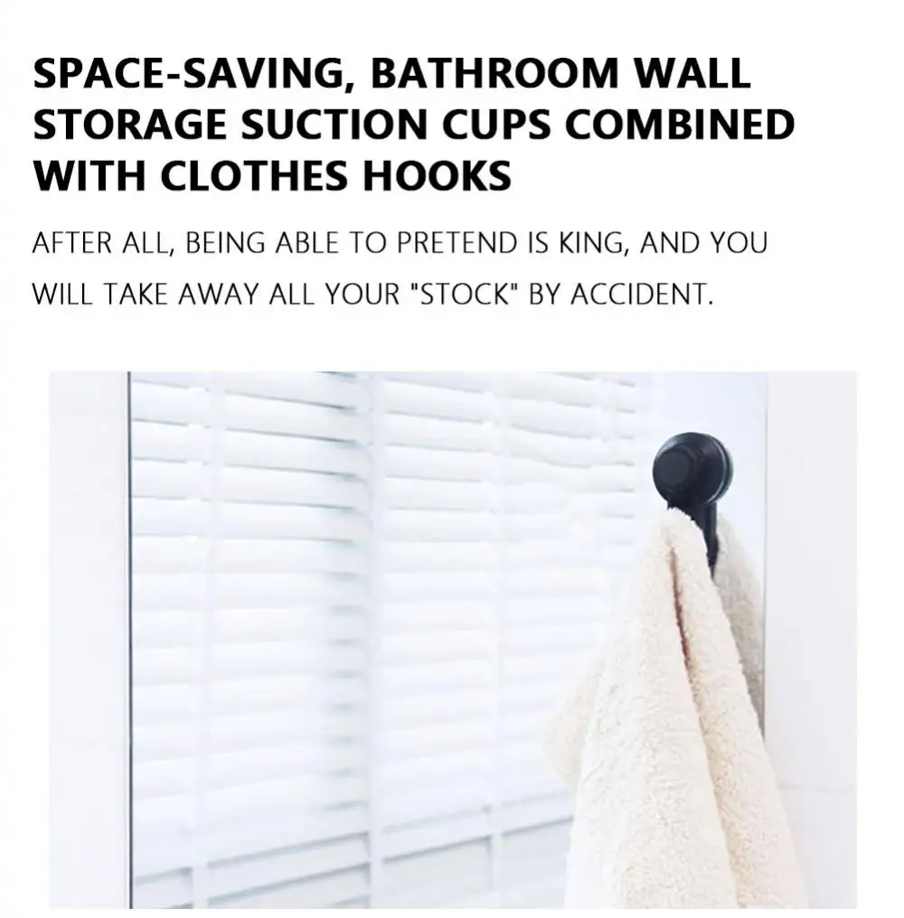 Description Picture 2 of itemStrong Suction Cup Hook Free Punch Suction Cup Clothes Hook Bathroom Kitchen Vacuum Hook Multi-Purpose Hooks