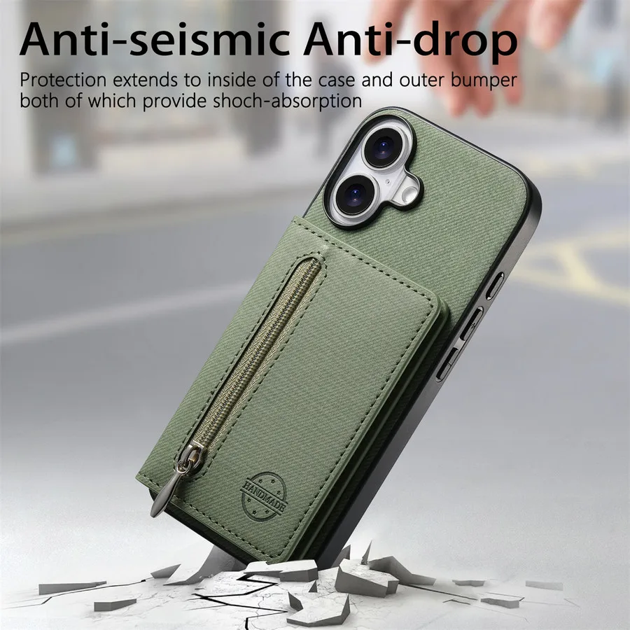 Luxury 5G RFID Leather Wallet Zipper Case