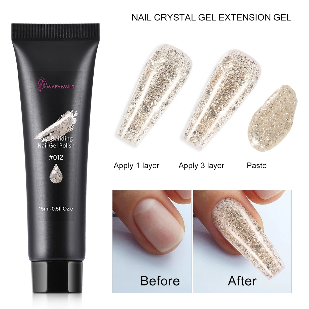 15Ml Poly Nail Gel Nude Crystal Phototherapy Nail Quick Extension Glue 3D Sculpture Gel Gel Duro Per Unghie Per Lampada Per Unghie Uv/Led