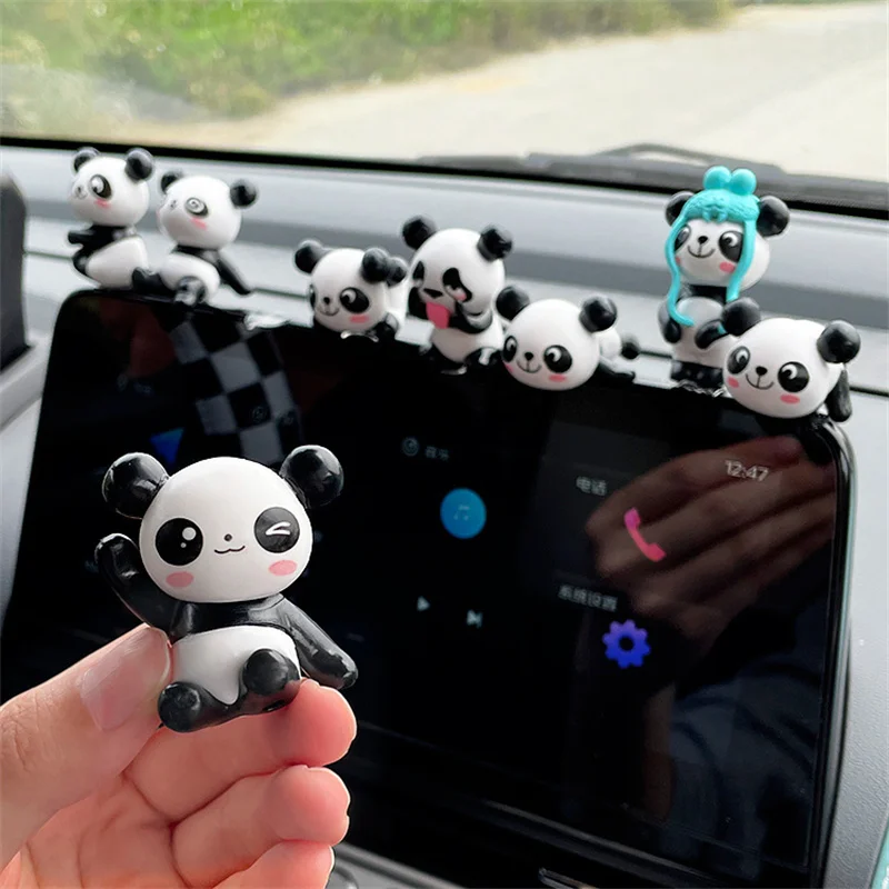 

8pcs/lot Cute Resin Panda Car Decoration DIY Cartoon Dashboard Toy Car Pendant Auto Interior Supplies Decoraction Accessories
