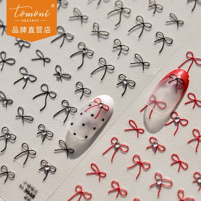 

[Meow.Sensei] Bright Crystal Nail Stickers Popular Japanese-Style Retro Nail Sticker Factory Wholesale Bow 3648