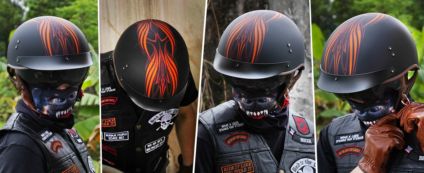 motorcycle half helmet;moped helmet;helmet open face;harley helmet