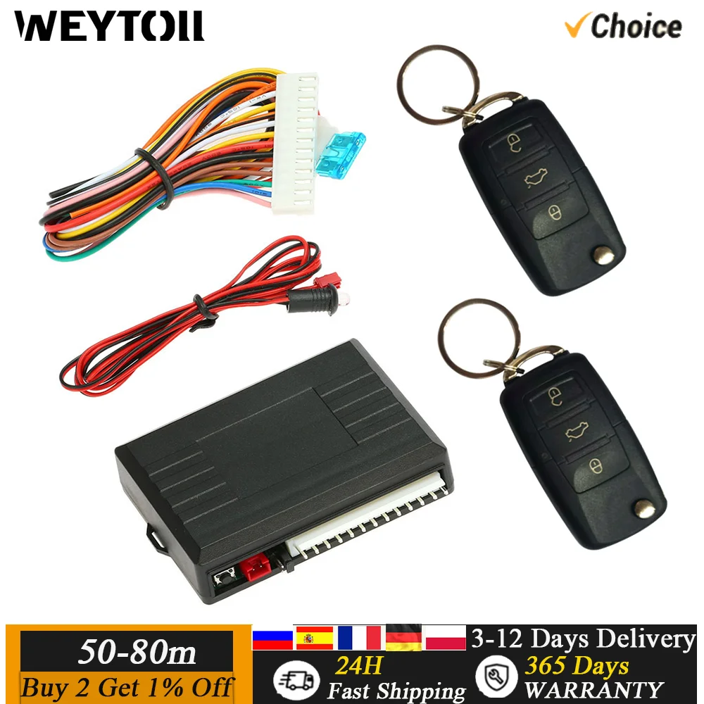 Kit Chiusura Centralizzata Universale Aramox 12V Con Telecomando 3 Pulsanti - Sistema Keyless Entry Per Auto