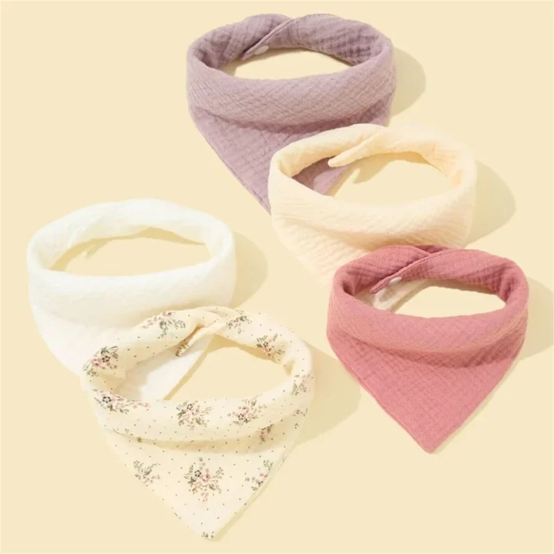 5Pcs Feeding Drool Bibs Cotton Accessories Newborn Solid Color Button Soft Towel Baby Bibs Baby & Maternity