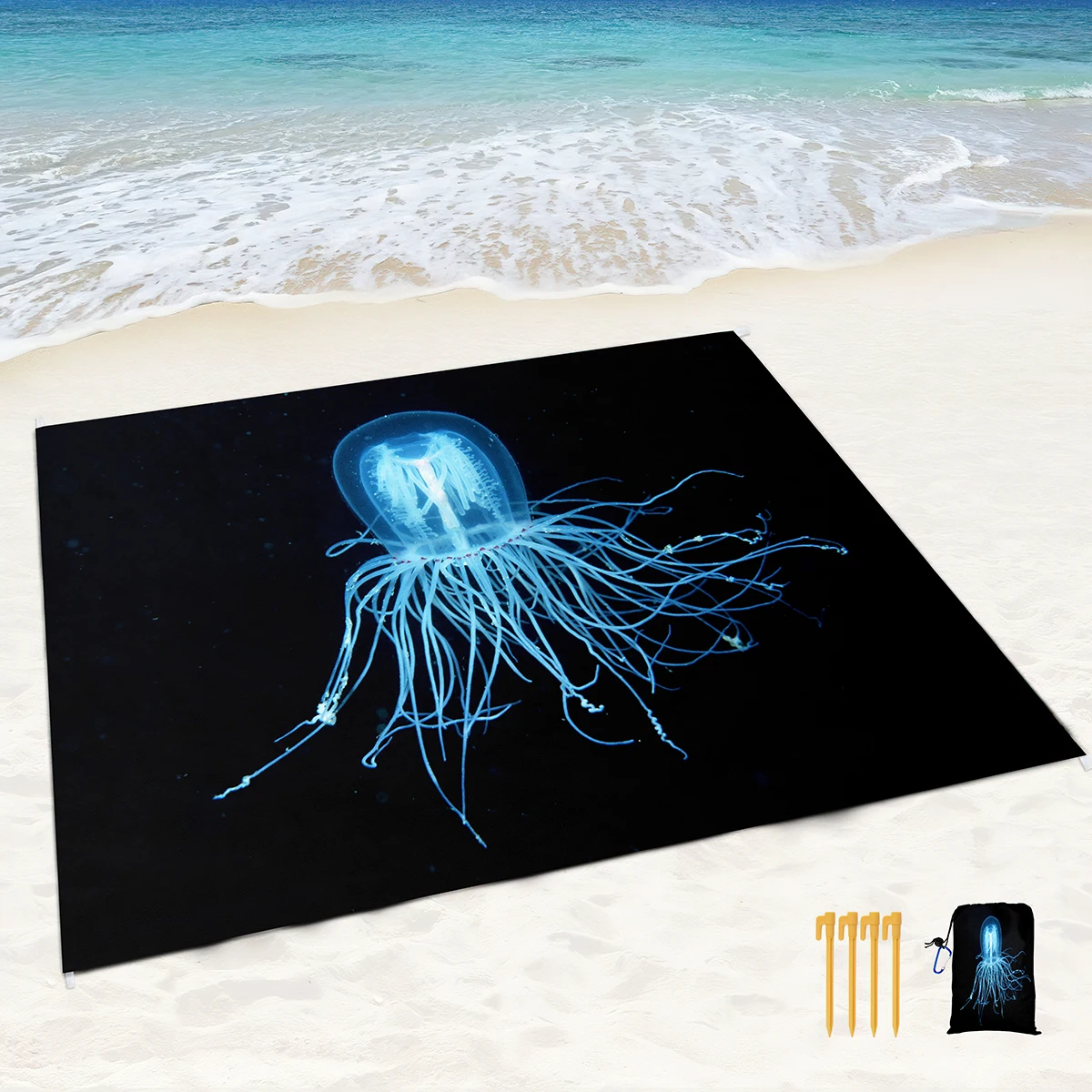 Couverture De Plage En Forme D'étoile De Mer Avec Poches D'angle,sac En