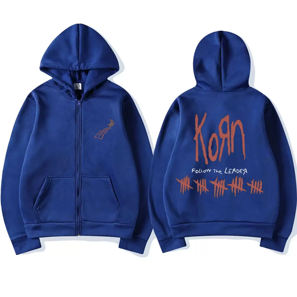 Korn Rock Band Follow The Leader Zipper Hoodie Men Hip Hop Vintage