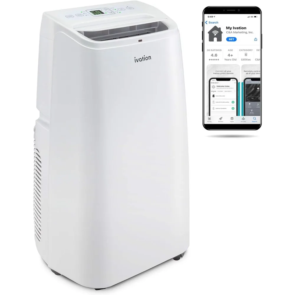 

12,000 BTU Portable Air Conditioner with Wi-Fi for Rooms Up to 450 Sq Ft (8,000 BTU SACC) 3-in-1