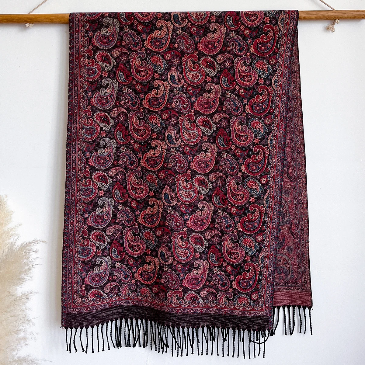 Winter New Brand National Style Paisley Design Thick Pashmina Warm Shawl Long Tassel Print Scarf Women Keep Warm Poncho Stoles