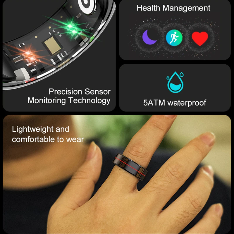 R04 Smart Ring for Men Women 5ATM Waterproof With Charging Case Health and Sleep Monitor Ring Multi-sport Mode Camera Control - 3