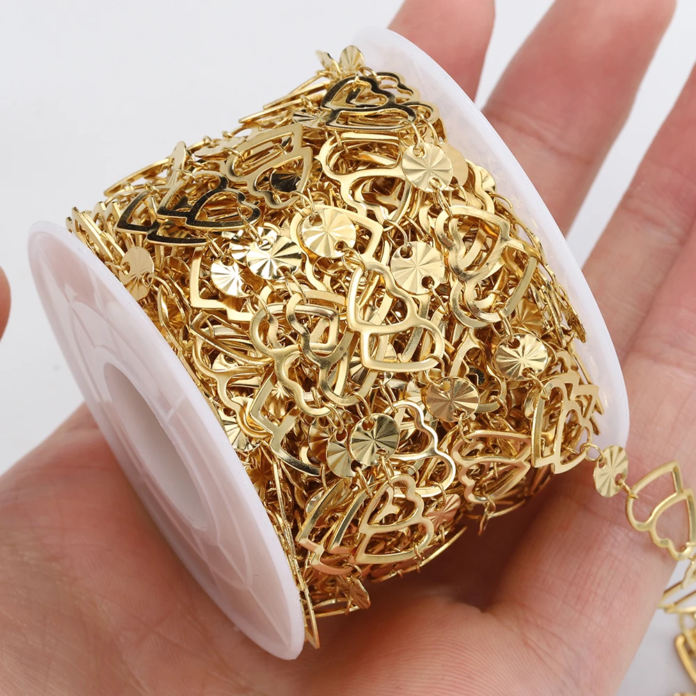 2Meter 1Meter Edelstahl Prägung Liebe Herz Blatt Ketten Halskette Armband Schmuck Machen DIY Kette Liefert Großhandel – Detail 13