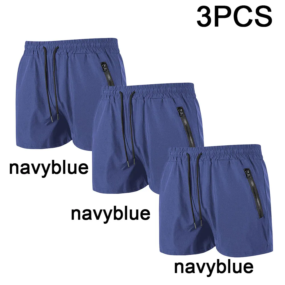 3PCS Men's Beach Shorts Summer Swim Trunks Quick Dry Side