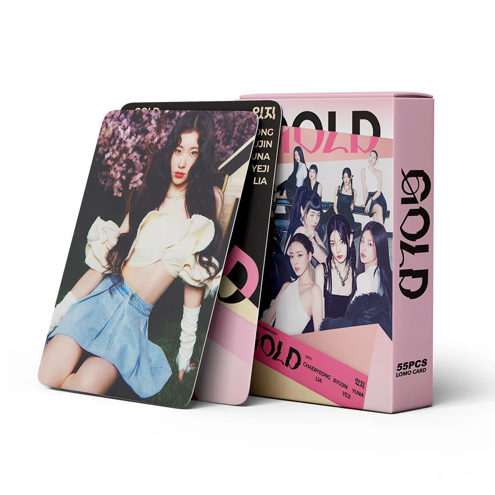 Kpop ITZY Lomo Cards 55pcs/set GOLD Photo Album Lia Photocards for Fans Collection Gift HD Print Cards