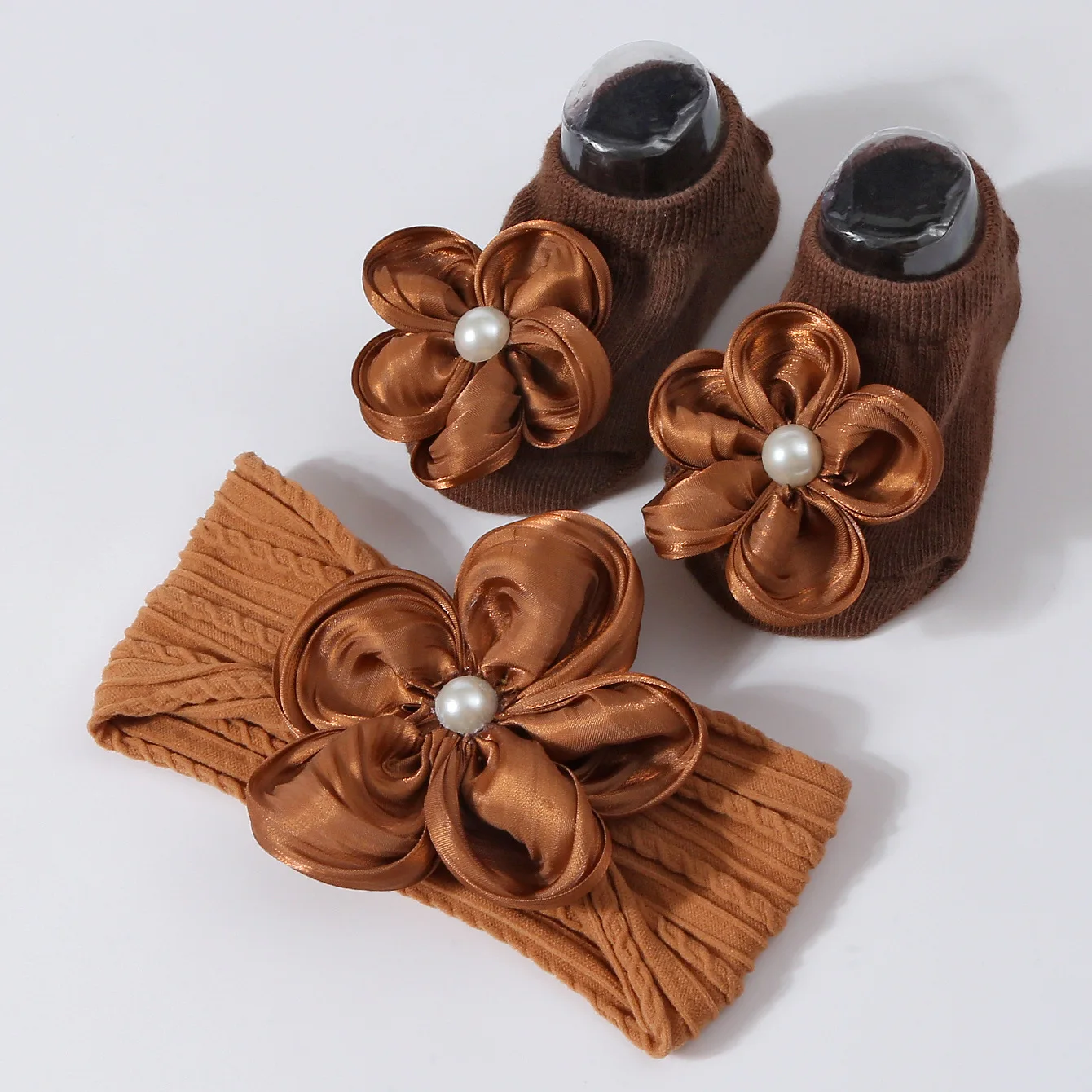 Lovely Pearl Baby Headband Socks Set Cotton Sock Lace Flower Newborn Hair Band Elastic Turban Girl Hair Accessories 0-1 Years hair accessories hair bands hair headband accessories baby headband set headband sock set