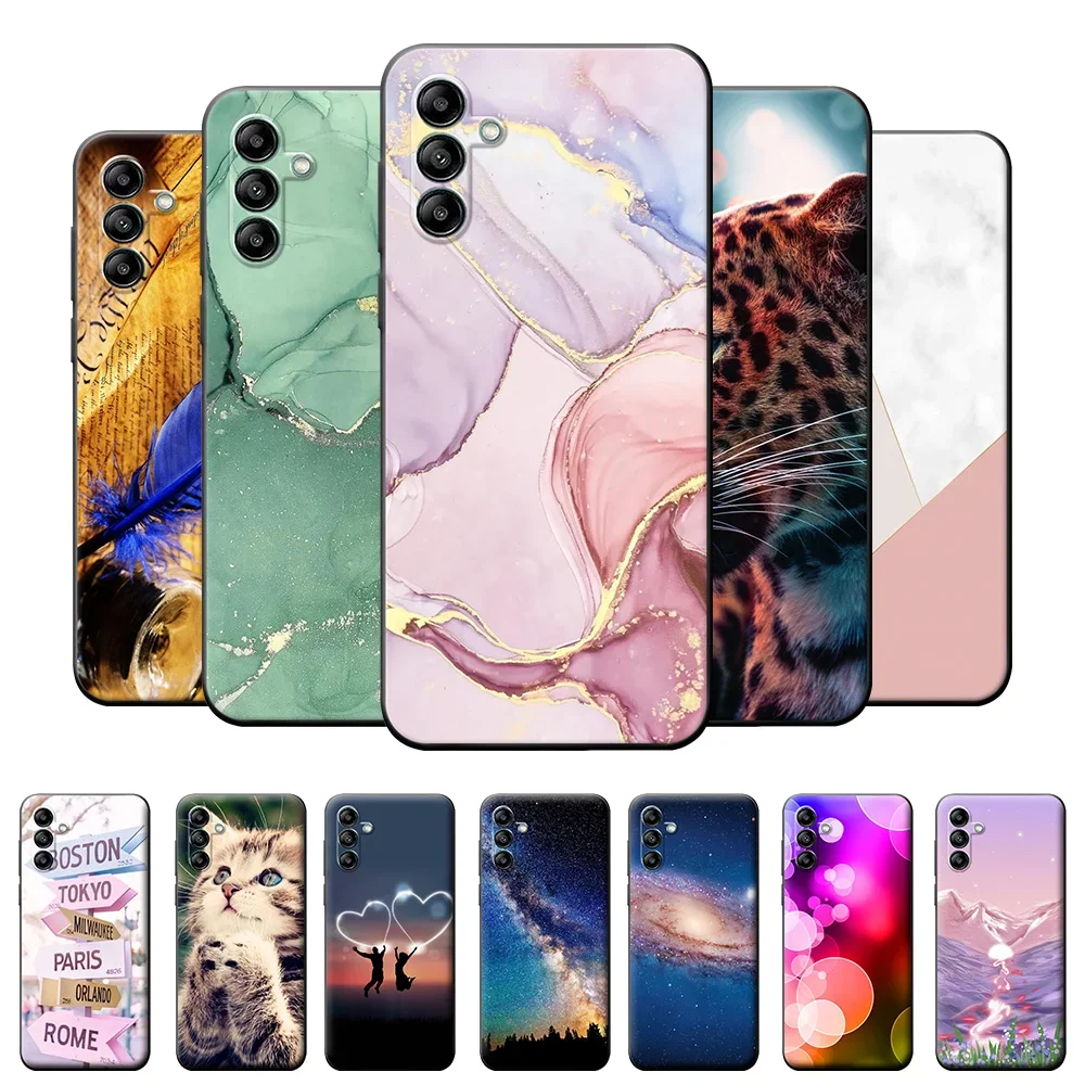 Cover Per Xiaomi 14T 5G In Silicone, Blu, Con Bordo Dorato E Adesivi Brillanti Rimovibili, Antigraffio, HAOYE