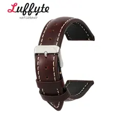 Luxury Genuine Leather Men's Wristband with Quick Release Spring Bar - Fashionable and Comfortable Replacement Strap - 22mm (Dark Brown)
