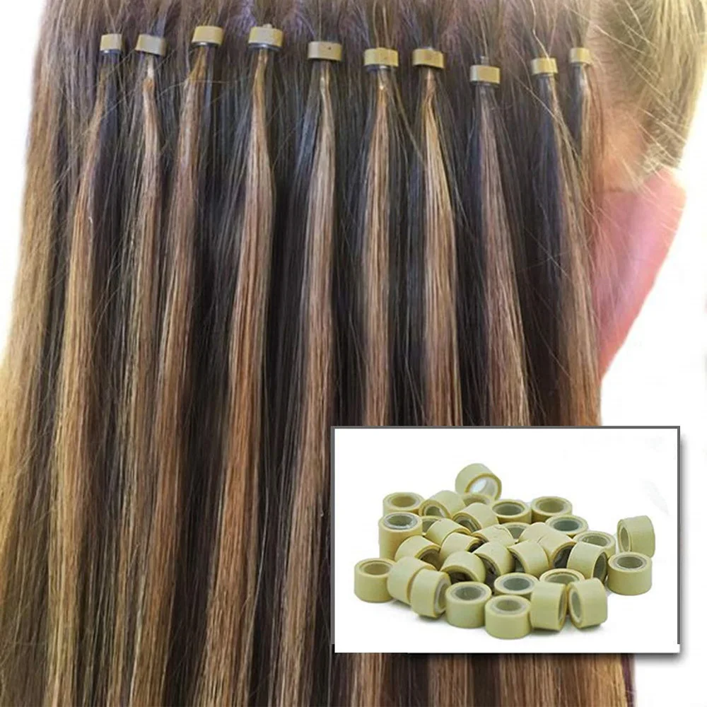 Microanillos de silicona para extensiones de cabello, cuentas forradas de 5mm, herramienta para extensiones de cabello, 500 piezas