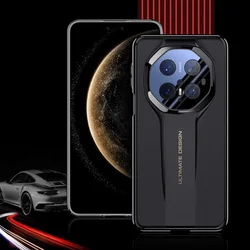 Luxury Plating Ultimate Design Flocked Lined Phone Case - Slim Hard Lens Full Coverage Cover for Huawei Mate 70 (Black)