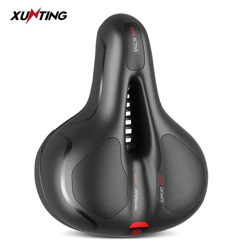 Bicycle saddle Hollow Breathable Men Women MTB Road Bike Saddle Shock Absorbing Comfortable Big Butt Bike Seat Safety Warning