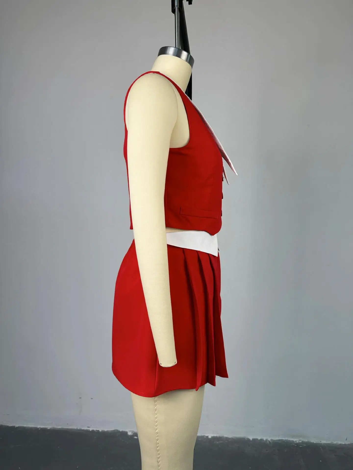 Summer Sexy 2 Piece-Set Skirt Female 2025 V-Neck Sleeveless Vestidos And High Waist Pleated Skirts Sets Women's Clothes