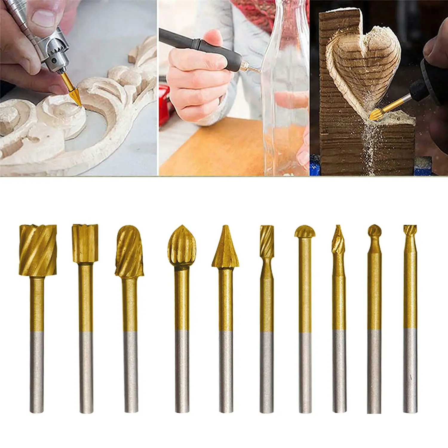

20Pcs Router Bit Rotary Tools Woodworking Carving Carved Knife Cutte Accessories And Router Carbide Engraving Bits