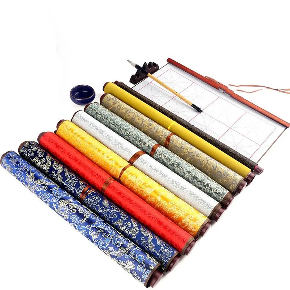 Water Writing Cloth Chinese Calligraphy Painting Supplies Thickened Scroll Rice Character Grid Beginner Brush Calligraphy mini small scroll trumpet blank rice paper hanging painting handwritten zen half familiar hand