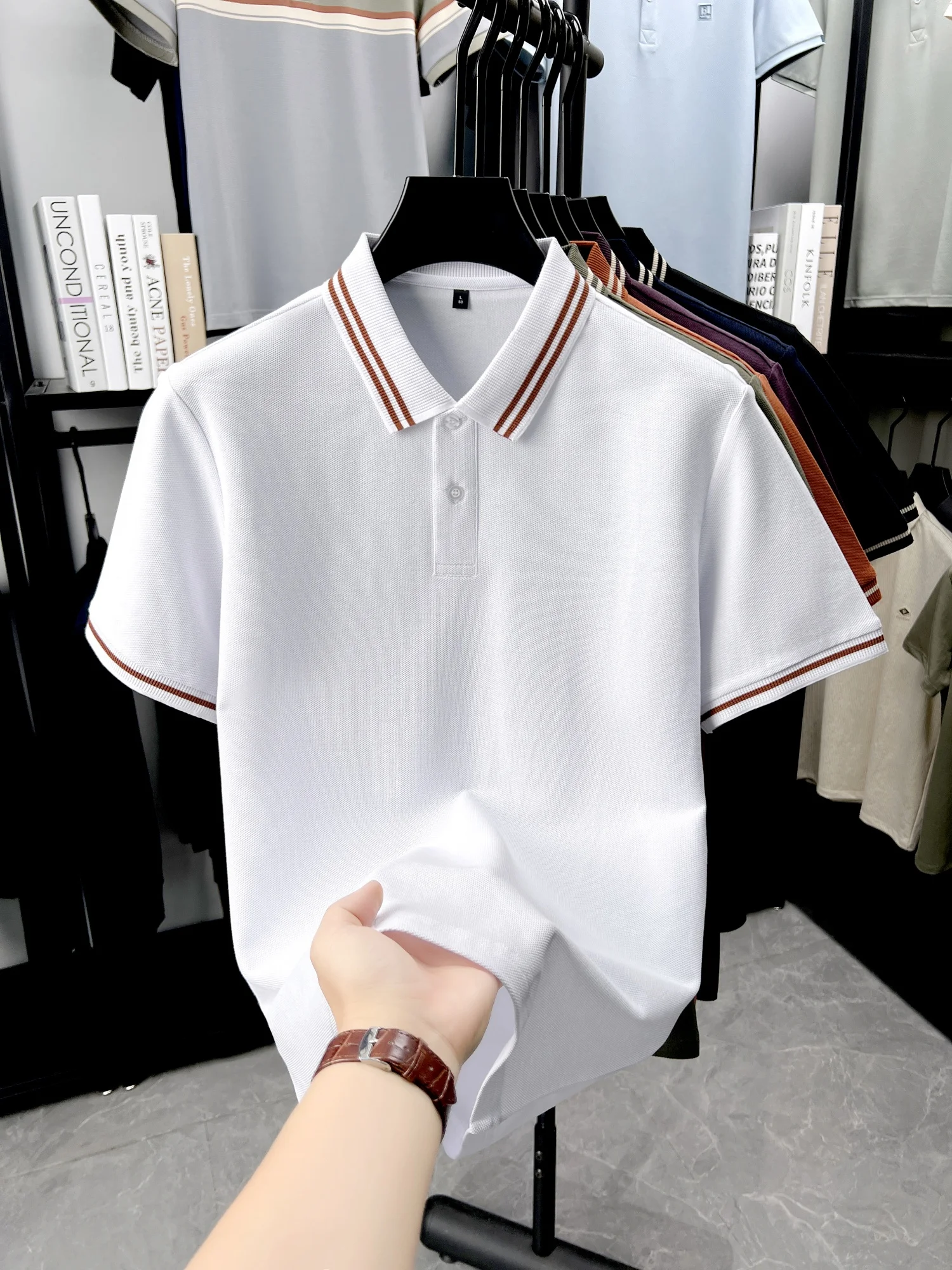 100% pure cotton summer men's striped collar short sleeve fashion hot selling polo shirt high-quality breathable comfort T-shirt 18 S2b2185da21a649ca90e5c543baa61194J