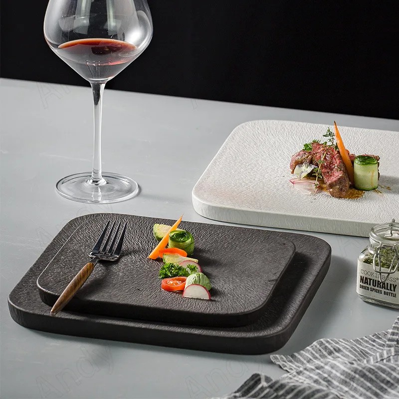 

Modern Ceramic Plate Frosted Decorative Western Restaurant Desktop Steak Dish Afternoon Tea Dessert Organizer Kitchen Tableware