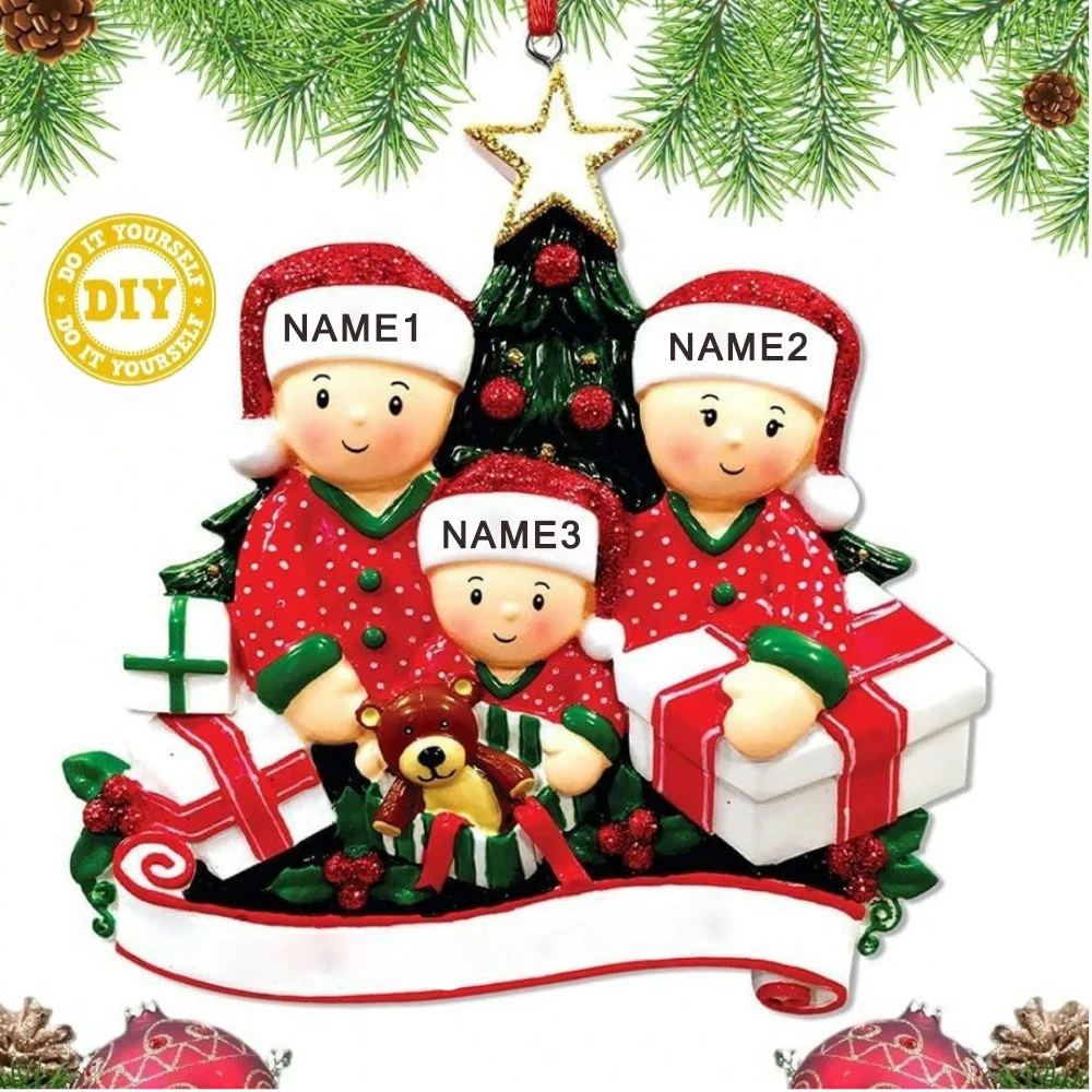 Christmas Decorations Personalised Family of 2-6 Christmas Ornament Peeking Family of 6 Bauble Customised Christmas Xmas Tree Decoration Ornament