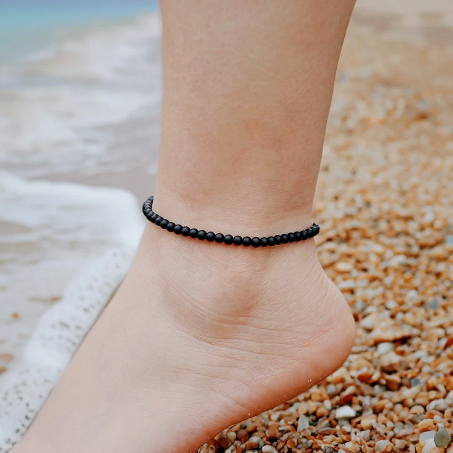 Natural Stone Beads Adjustable Anklet for Women Summer Beach