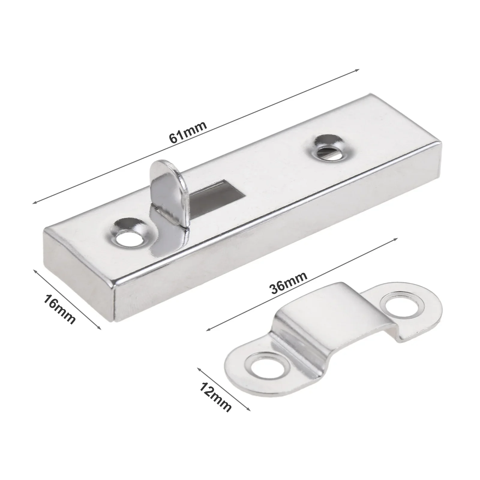 Door Latch 1pc Door Window Security Bolt Button Open Lock Latch Home Hardware with Screws 61*16mm Metal