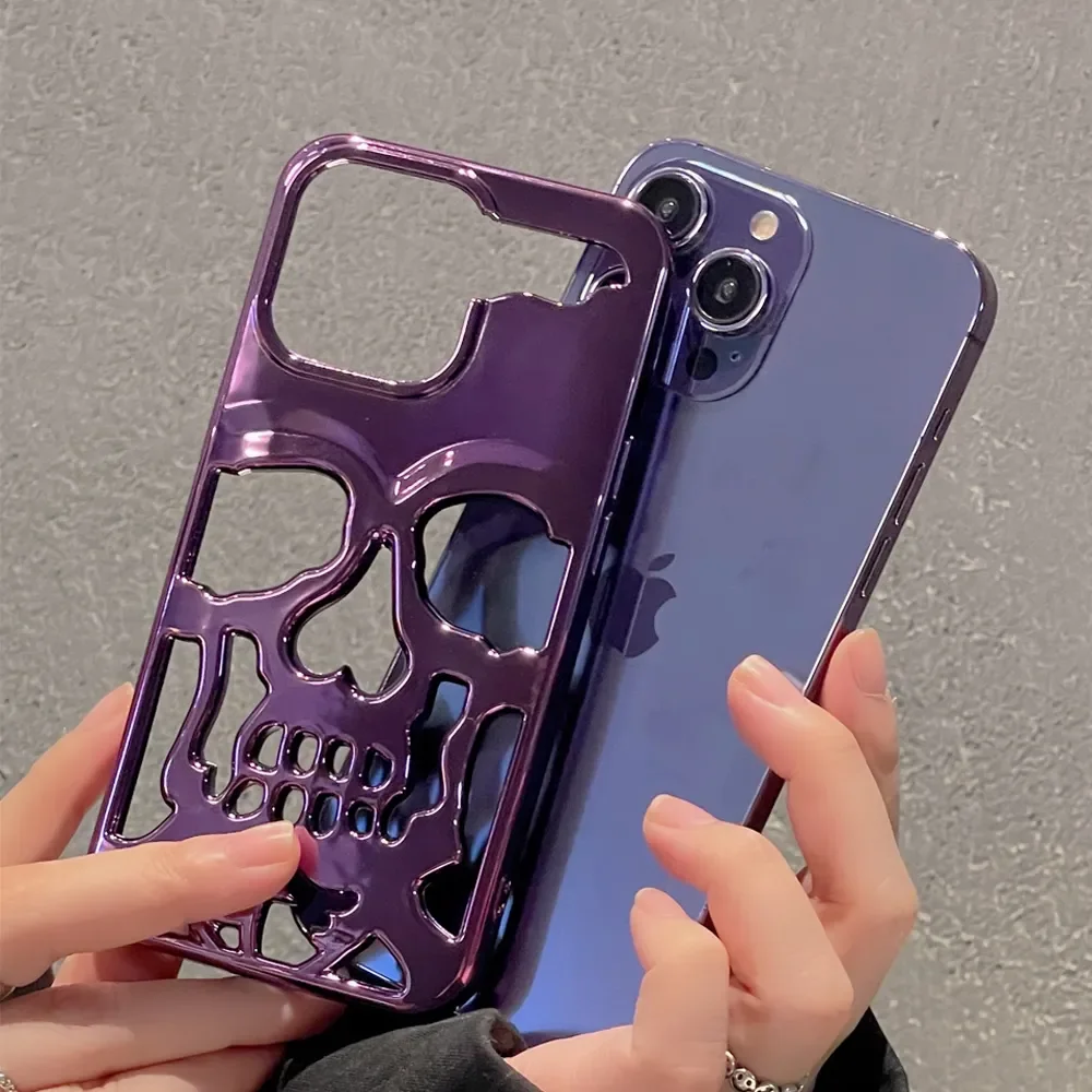 3d Hollow Skull Phone Case For Iphone Pro Max Shockproof Cover_voghion.com